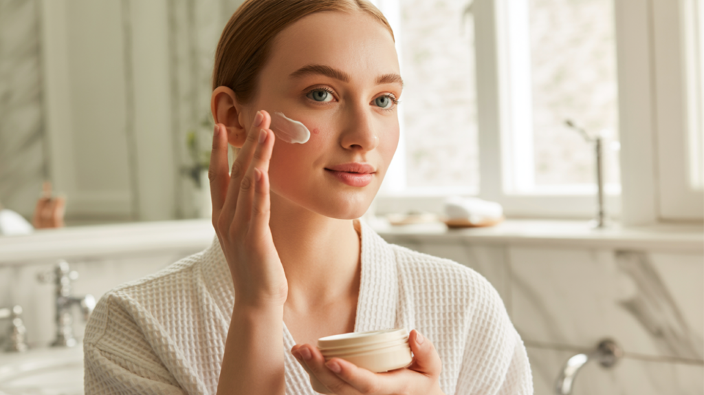 type de peau femme qui passe de la crème journée